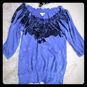 Xhilaration Heathered Purple On\Off Shoulder Shirt
